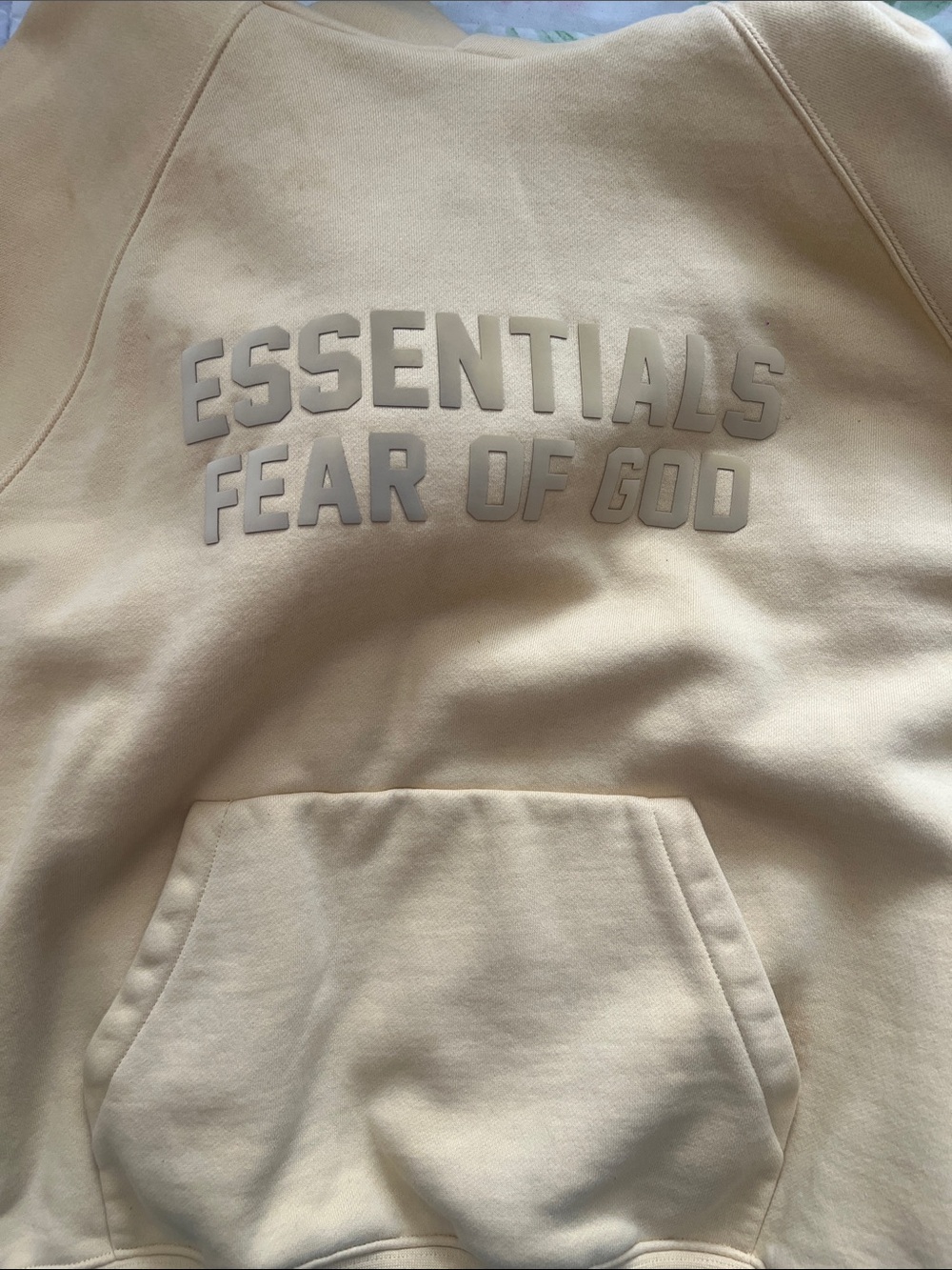 ESSENTIALS Hooded Pullover in Light Cream